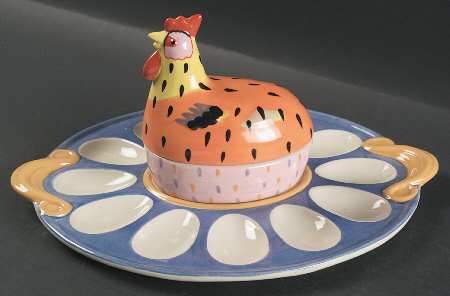 Pistoulet Sculpted Deviled Egg with Covered Bowl