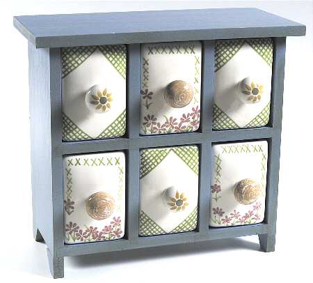 Pistoulet Spice Cabinet with 6 Ceramic Drawers