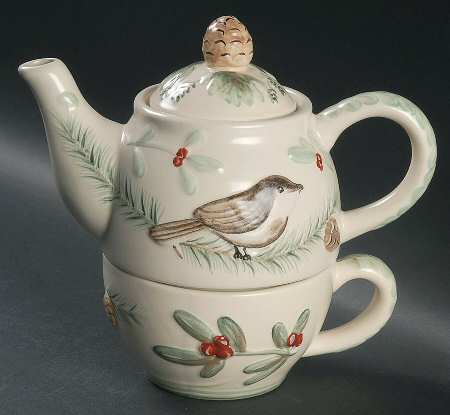 Winterwood (Canvas Tan) Individual Teapot & Lid with Cup