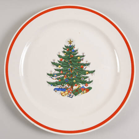 Christmas Tree Cream Chop Plate (Round Platter)