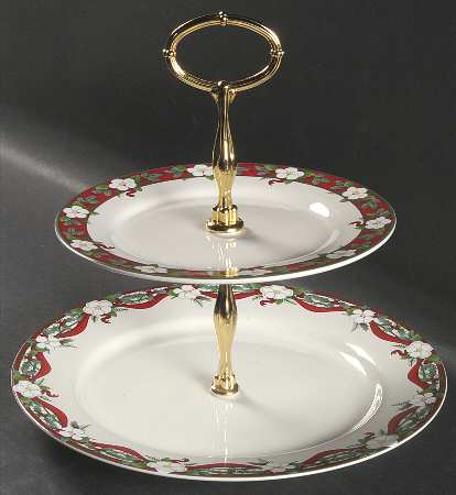 Yuletide (Stoneware) 2 Tiered Serving Tray (Dinner & Salad Plate)