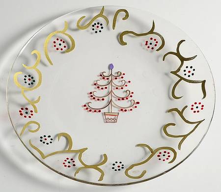 Holiday Spice Hand Painted Glass Dessert Plate