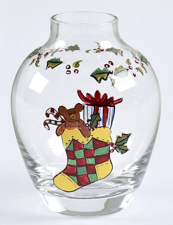Christmas Story 3" Glass Handpainted Mini Vase by Portmeirion