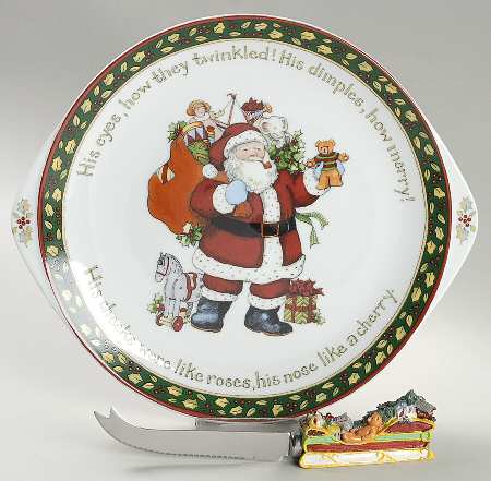 Christmas Story 2 Piece Cheese Dish and Knife Set