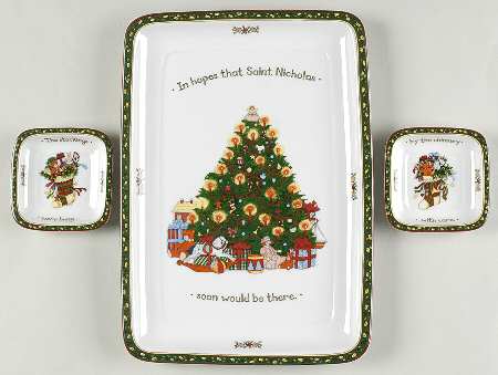 Christmas Story Rectangular Platter & 2 Motif Dip Bowls