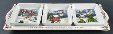 Christmas Story 3 Part Rectangular Server with Tray Set by Portmeirion