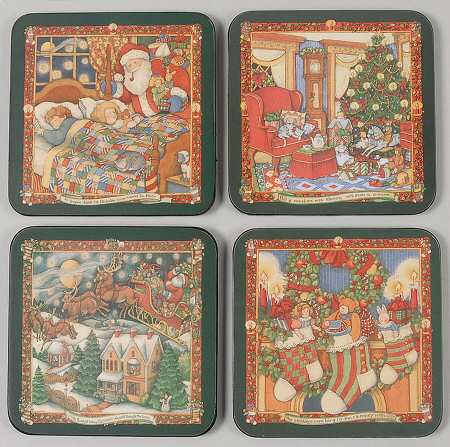 Christmas Story Square Corkback Coaster - Set of 4 Motifs