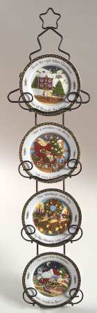 Christmas Story Mini Plate Set of 4 with Metal Rack