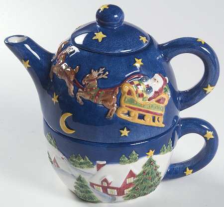 Christmas Story Individual Teapot & Lid with Cup