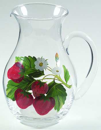 Strawberry Fair 56 Oz Glassware Handpainted Pitcher
