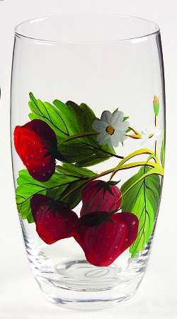 Strawberry Fair Handpainted Glassware Highball