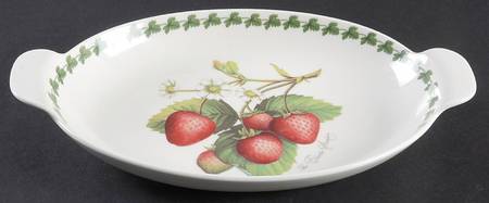 Strawberry Fair 11" Oval Handled Baker