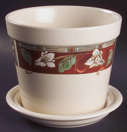 Mission Flower 6" Flower Pot & Underplate
