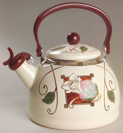 Mission Flower Metal Whistler Kettle & Lid