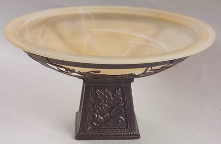 Mission Flower Glass Centerpiece Bowl and Metal Stand