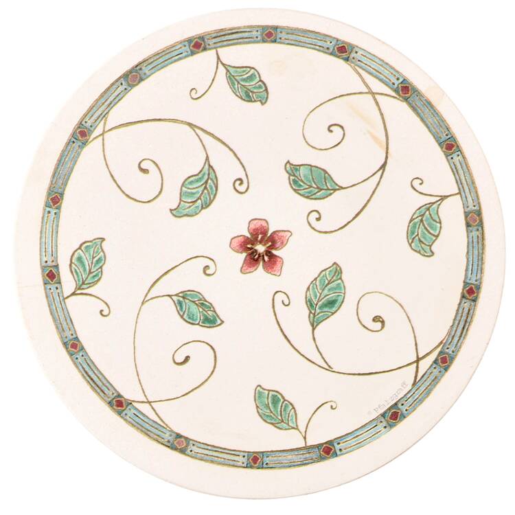 Mission Flower Cork Back Round Coaster