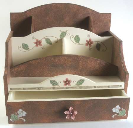 Mission Flower Wood Kitchen Organizer