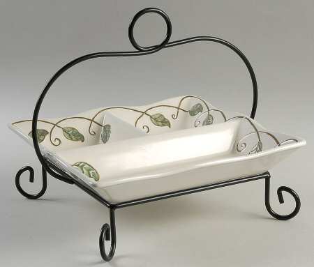 Mission Flower Square Divided Server with Metal Rack