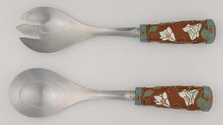 Mission Flower Plastic Handle 2-Piece Salad Set