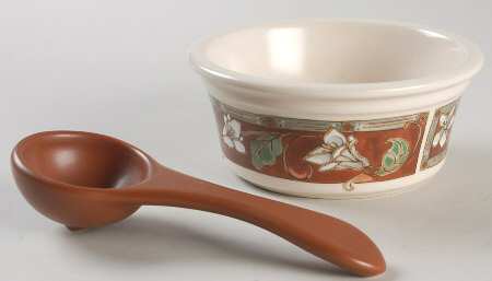 Mission Flower Dip/Salsa Crock & Ladle