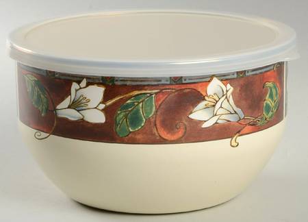 Mission Flower 6 7/8" Metal Bowl W/Plastic Lid