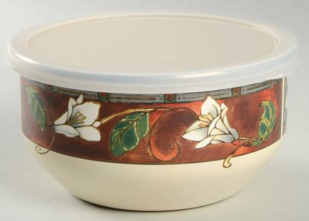 Mission Flower 5 3/4" Metal Bowl & Plastic Lid