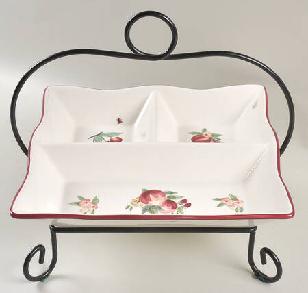 Delicious Square Divided Server with Metal Rack