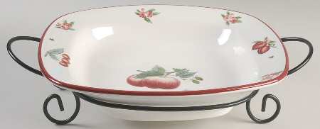 Delicious 14" Square Serving Pasta Bowl w/Metal Rack by Pfaltzgraff