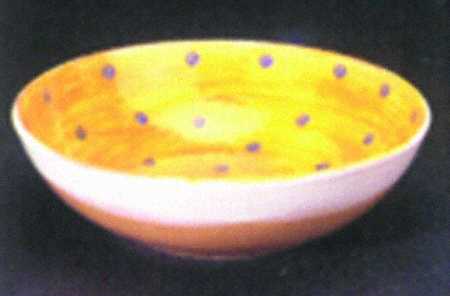 Stripes and Dots Yellow 11" Round Vegetable Bowl