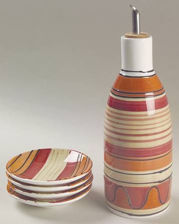 Hot Salsa Oil Jar & Drizzler with 4 Dipping Bowls
