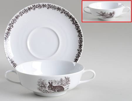 PMM1 Flat Cream Soup Bowl & Saucer Set