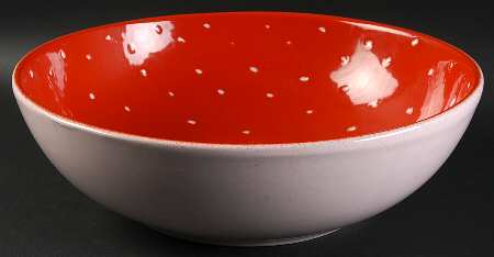 Linen Dot Ruby 11" Round Vegetable Bowl