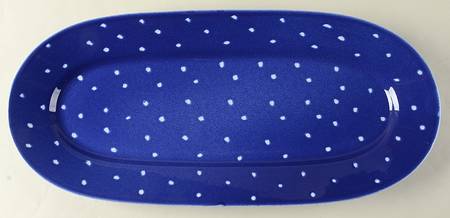 Linen Dot Periwinkle 16" Oval Serving Platter