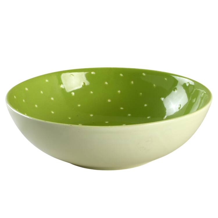 Linen Dot Lime 11" Round Vegetable Bowl