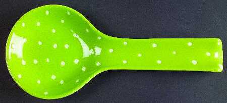 Linen Dot Lime Spoon Rest/Holder (Holds 1 Spoon)