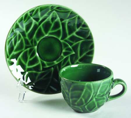 Jade Leaves Flat Cup & Saucer Set