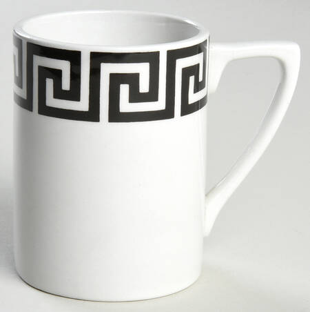 Greek Key Black White Flat Demitasse Cup
