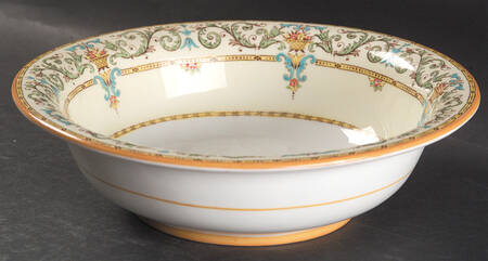 Adam (Green & Aqua Scrolls) 8" Round Vegetable Bowl