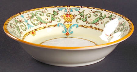 Adam (Green & Aqua Scrolls) Fruit/Dessert (Sauce) Bowl