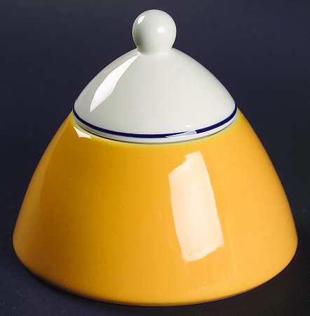 Spa Orange (Blue Trim and Verge) Sugar Bowl & Lid