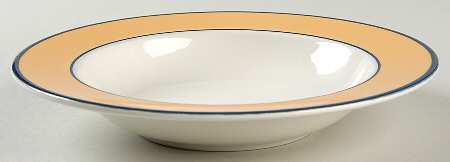 Spa Orange (Blue Trim and Verge) Rim Soup Bowl