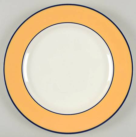Spa Orange (Blue Trim and Verge) Dinner Plate