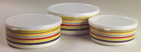 Sedona (3 Piece) Metal Bowl W/Plastic Lids (5", 6", 7")