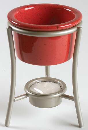 Sedona Solid Red Butter Warmer with Metal Stand