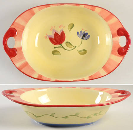 Napoli (Stoneware) 12" Nesting Handled Oval Serving Bowl