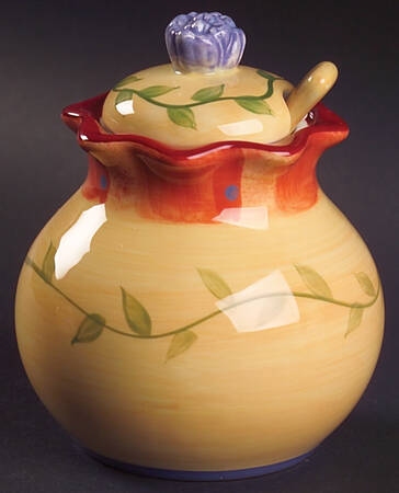 Napoli (Stoneware) Sugar Bowl & Lid W/Spoon