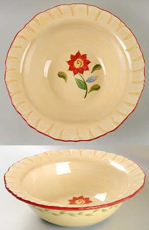 Napoli (Stoneware) 28 Oz Round Flower Serving Bowl