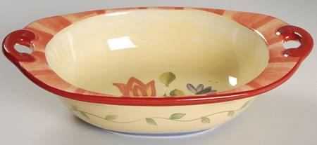 Napoli (Stoneware) 11" Nesting Handled Oval Serving Bowl