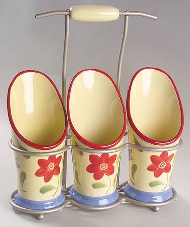 Napoli (Stoneware) Flatware Caddy-3 Holders & Metal Caddy