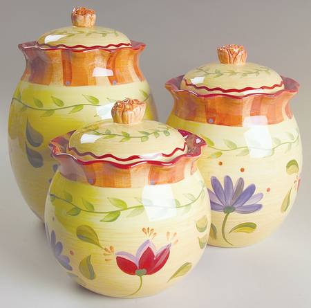 Napoli (Stoneware) (3 Piece) Canister Set (Box Set)